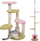 Multi-Level Cat Tree Scratcher with Soft Plush Pads for Small to Medium Cats (Pink & Green)