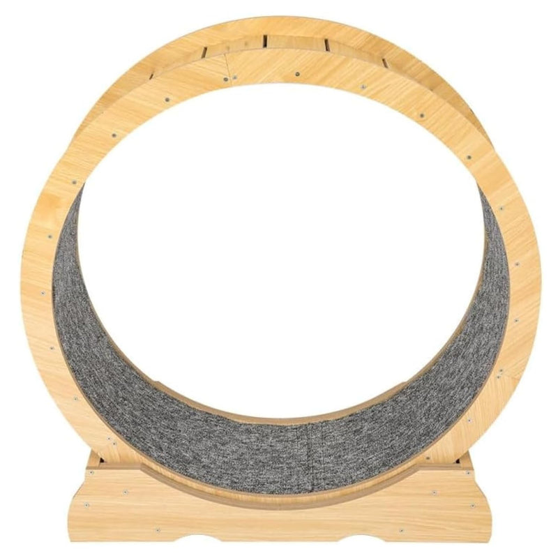 Wooden Cat Exercise Wheel with Carpeted Runway