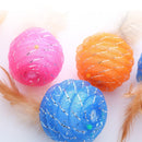 Interactive Feather Ball Toy with Bell for Cats (Pack of 3)