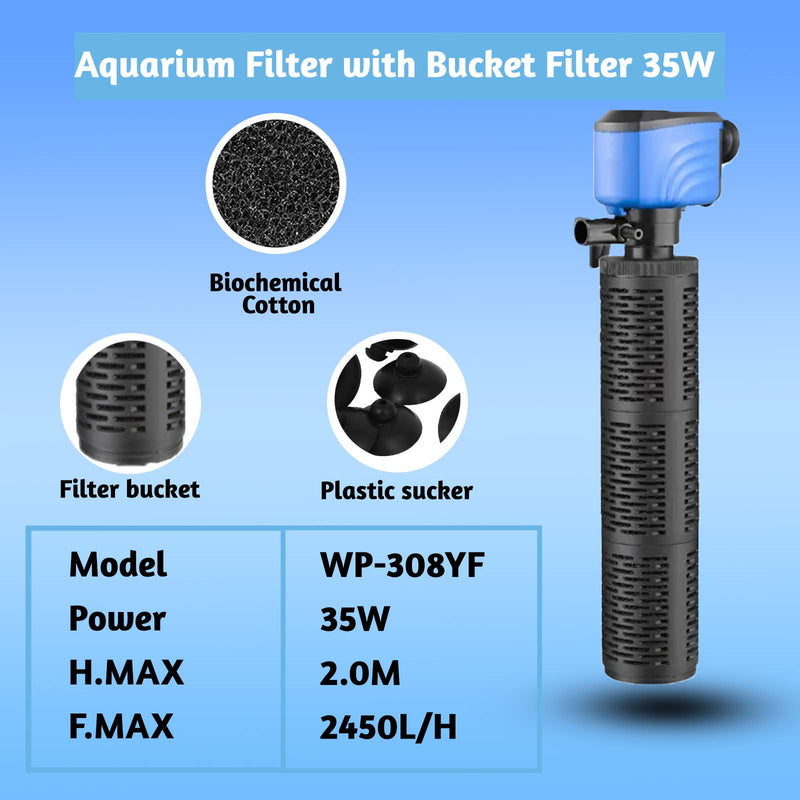 Water Filter For Aquarium(35W-2450L/H, Black)