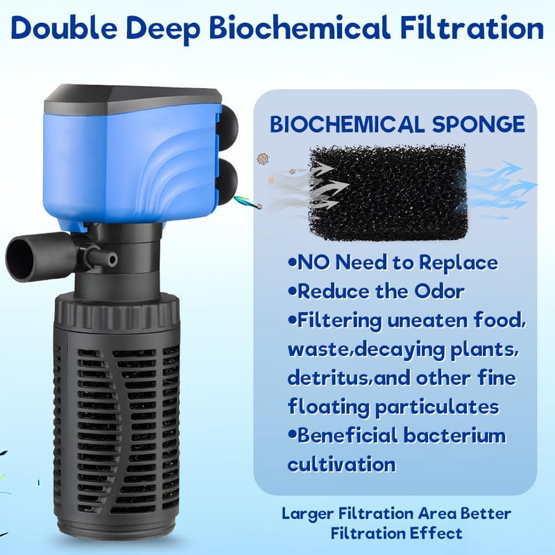 Water Filter For Aquarium (4W-450L/H, Black)