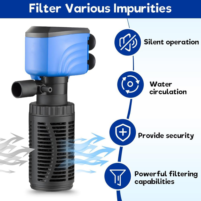 Water Filter For Aquarium(15W-800L/H, Black)