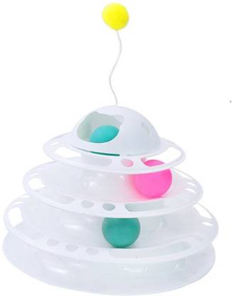Emily Pets Cats Toys Ball Tower and Track Interactive Toys 4 Colorful Catnip Flash Balls Suitable for Kittens(White,Pink,Blue)