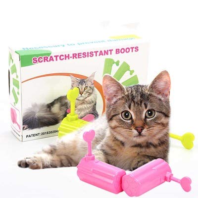 4 Pieces Adjustable Size Avoiding Capture Boots Keep A Cat from Scratching - Green 20 * 12 * 4cm