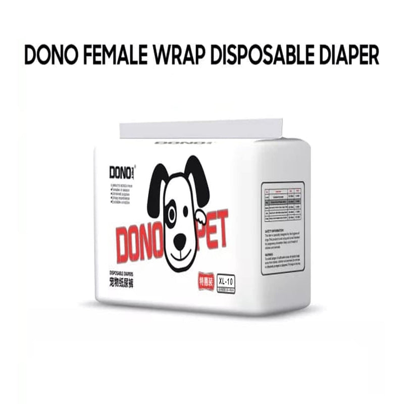Emily Pets Dono Doggy Diapers Female-Disposable Dog Diapers for Pets(XS-18pcs,S-16pcs,M-14Pcs,L-12Pcs,XL-10pcs)