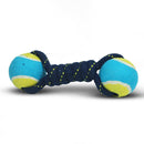 Double Tennis Ball Dumbbell Cotton Rope Chew Toy for Dogs & Puppies