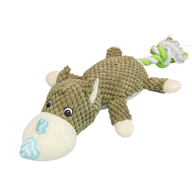 Emily Pets Resistance Sound Plush Toy Grinding Teeth Pet Molpet Vocal Toy For Pets(Brown,Monkey)(Rhino,Dark Green)(Elephant,Grey)
