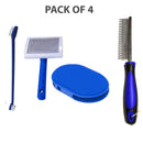 Complete Pet Grooming Kit: Dog Brush, Toothbrush, Combs (Pack of 4)