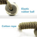 Double Tennis Ball Dumbbell Cotton Rope Chew Toy for Dogs & Puppies