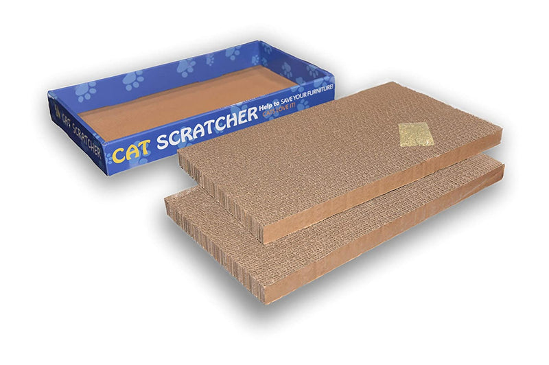 Cat Scratcher Lounger with Two Reversible Double Wide Corrugated Cardboard