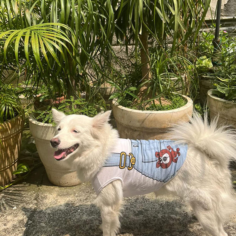 Lulala Dog Printed Teddy T-Shirt Dog Shirt Breathable For Pets (Sky Blue)