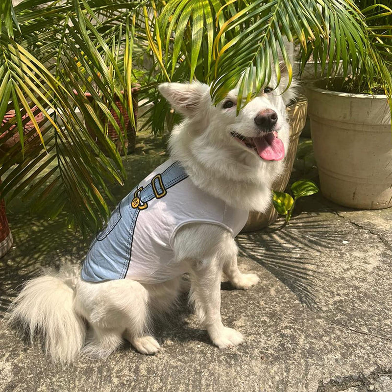 Lulala Dog Printed Teddy T-Shirt Dog Shirt Breathable For Pets (Sky Blue)