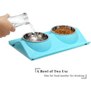 Double Stainless Steel Pet Bowls with No-Spill Resin Base