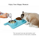 Double Stainless Steel Pet Bowls with No-Spill Resin Base