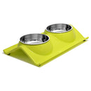 Double Stainless Steel Pet Bowls with No-Spill Resin Base