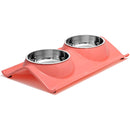Double Stainless Steel Pet Bowls with No-Spill Resin Base