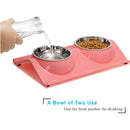 Double Stainless Steel Pet Bowls with No-Spill Resin Base