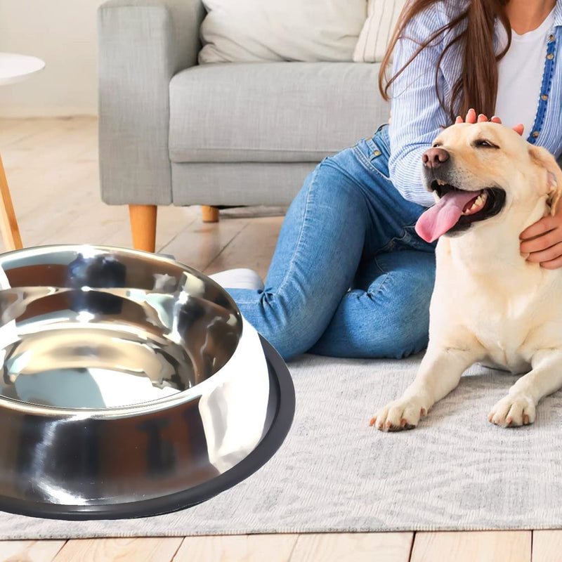 Food/Water Bowl with Rubber Ring For Pets