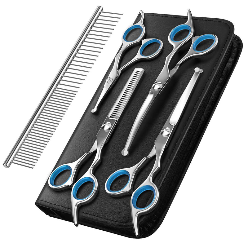 Dog Grooming Scissors Kit: Essential Pet Hair Trimming Tools (Silver)