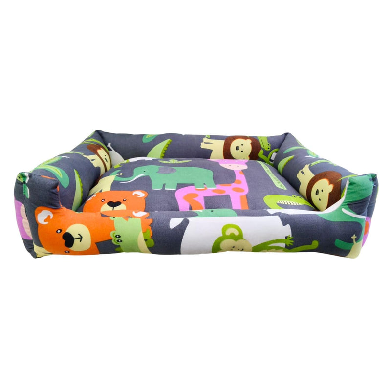 Colorful Cartoon Animal Print Bed for Dogs & Cats (XS)