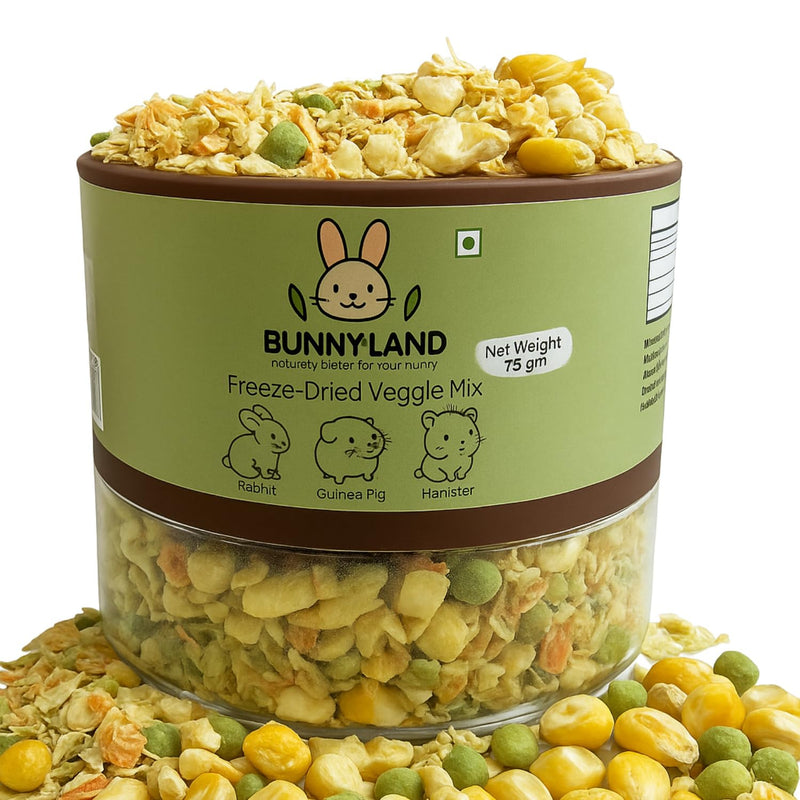 Freeze-Dried Veggie Mix Treat for Rabbits, Guinea Pigs, Hamsters ( 75g )