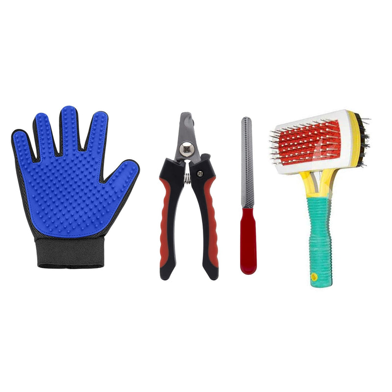 Pet Grooming Kit: Brush and Combs, Pet Nail Clipper, Grooming Glove