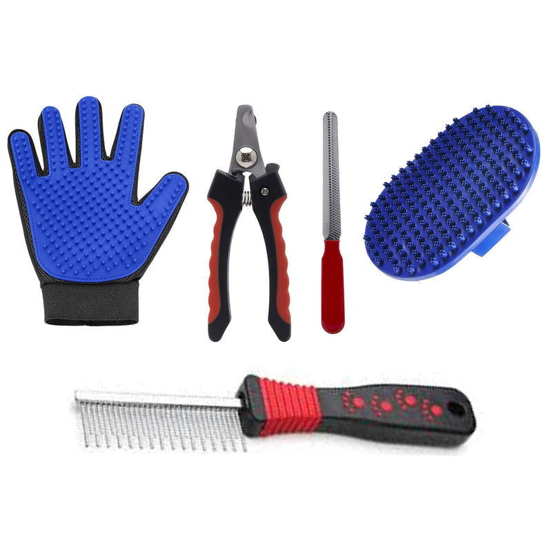 Pet Grooming Kit: Brush and Combs, Pet Nail Clipper, Grooming Glove