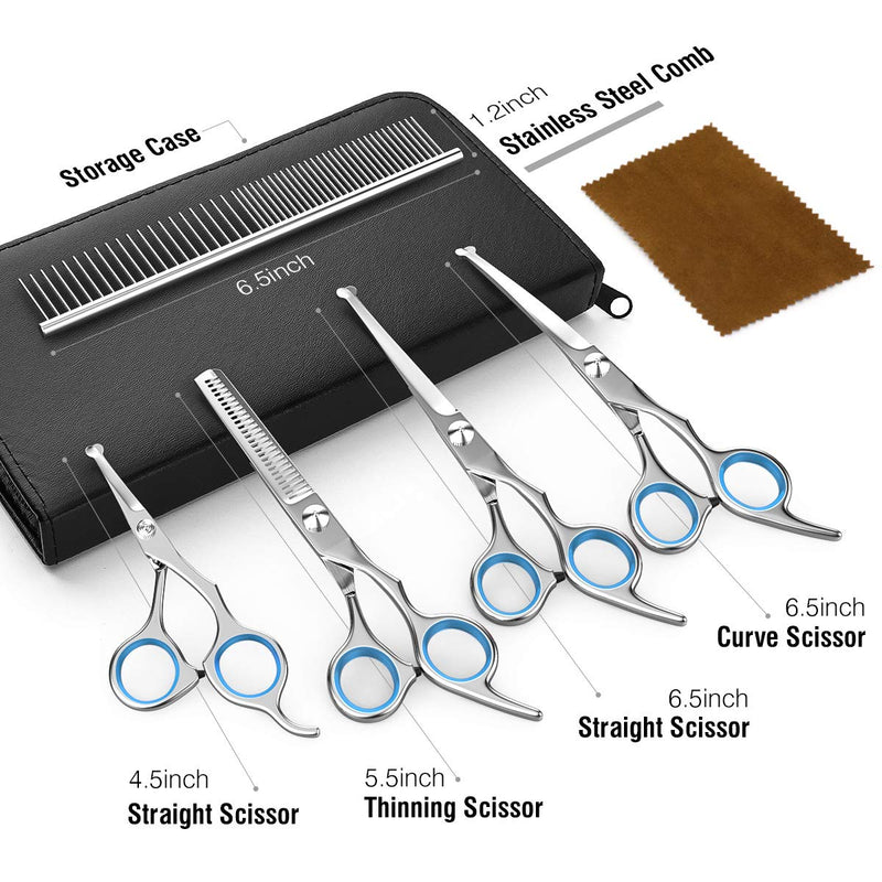 Dog Grooming Scissors Kit: Essential Pet Hair Trimming Tools (Silver)