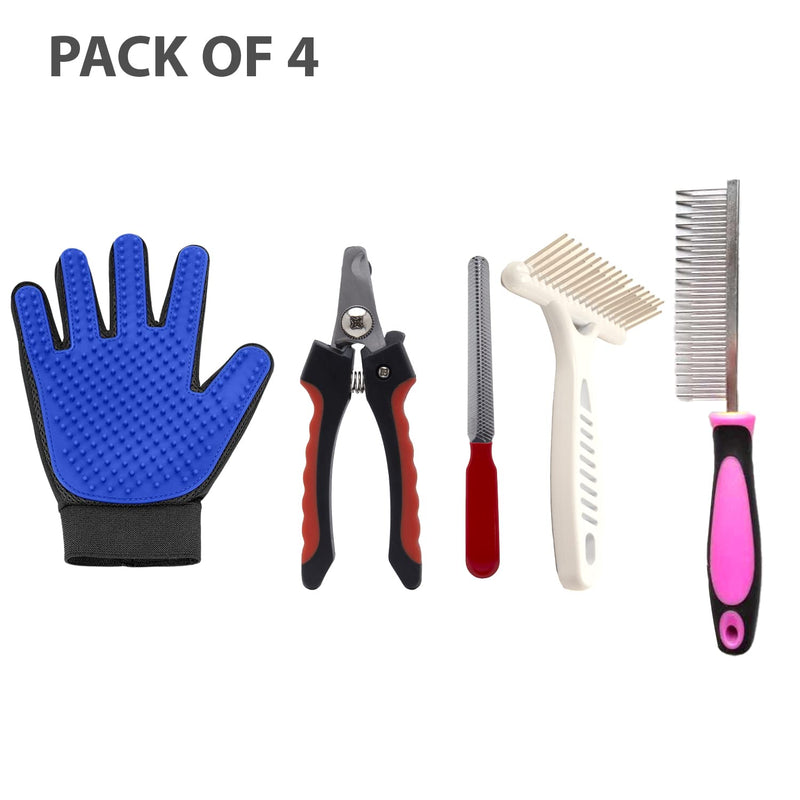 Pet Grooming Kit: Brush and Combs, Pet Nail Clipper, Grooming Glove