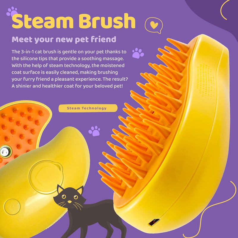 Rechargeable Pet Steam Brush - Shedding & Grooming Tool