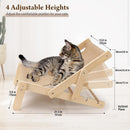 Adjustable Wooden Cat Lounge Chair with Sisal Mat – 3 Height Levels For Indoor/Outdoor