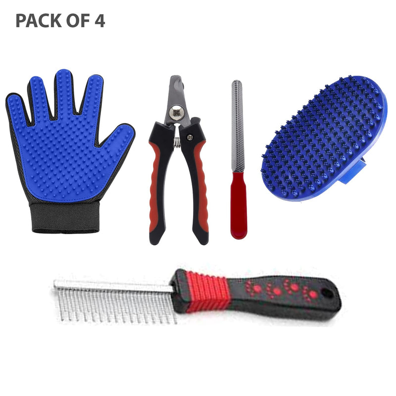 Pet Grooming Kit: Brush and Combs, Pet Nail Clipper, Grooming Glove