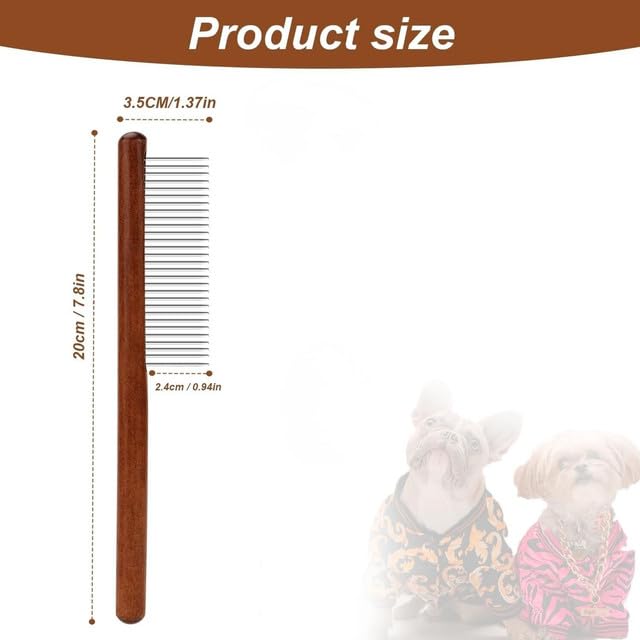Wooden Handle Grooming Comb for Small & Medium Pets (Medium)