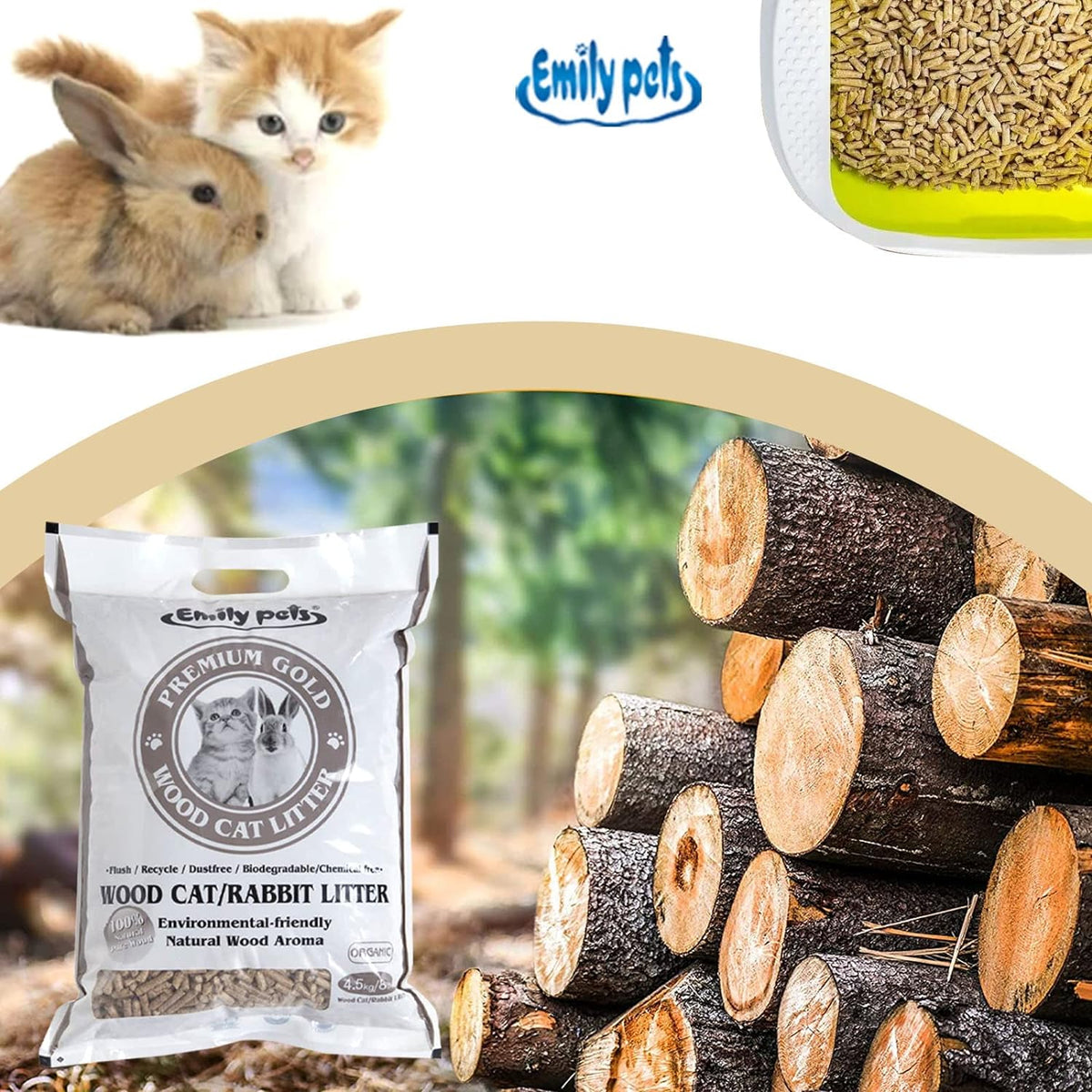 Organic Pine Wood Cat Litter for Cat and Rabbit