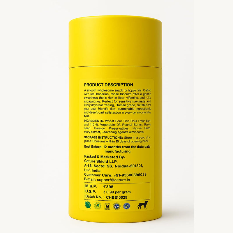 Banana Flavor Human Grade Dog Biscuits For All Breeds & Ages