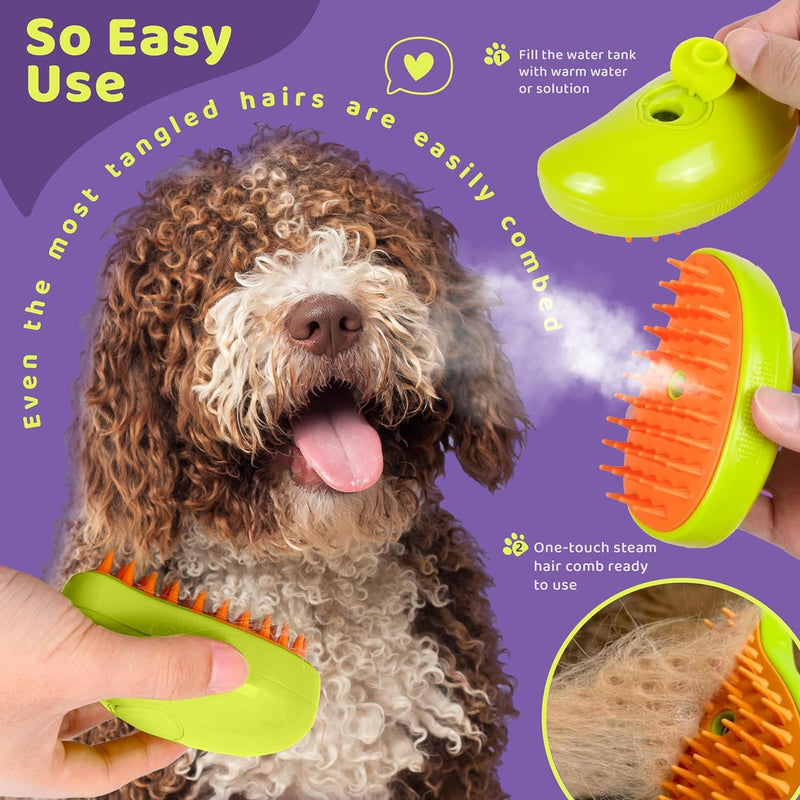 Rechargeable Pet Steam Brush - Shedding & Grooming Tool