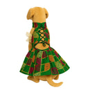 Ethnic Golden Dress with Ruffled Sleeves For Female Dogs