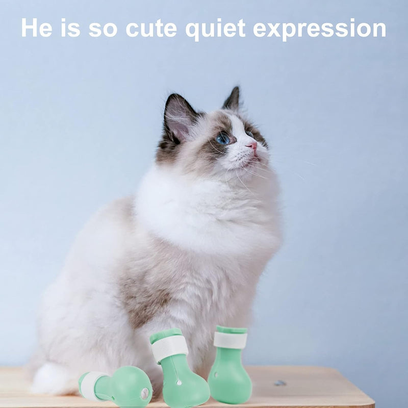 4 Pcs Soft Silicone Paw Boots for Cats Only