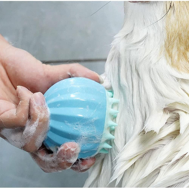 Soft Silicone Bath Brush with Shampoo Dispenser For Dog & Cat