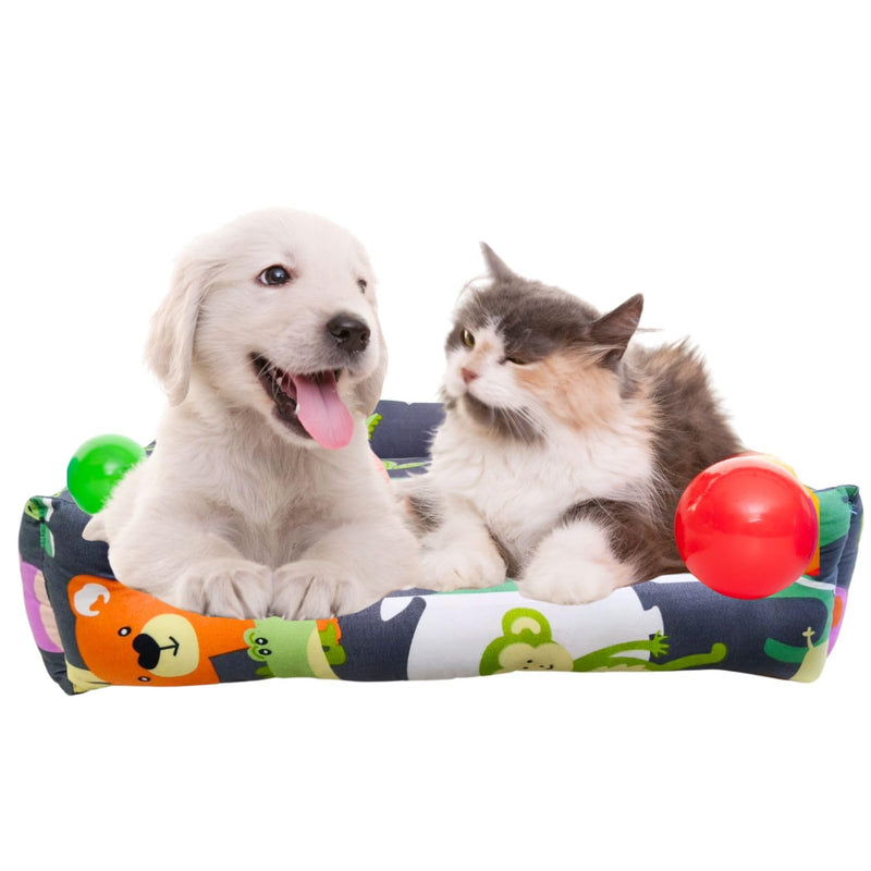 Colorful Cartoon Animal Print Bed for Dogs & Cats (XS)