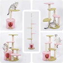 Multi-Level Cat Tree Scratcher with Soft Plush Pads for Small to Medium Cats (Pink & Green)