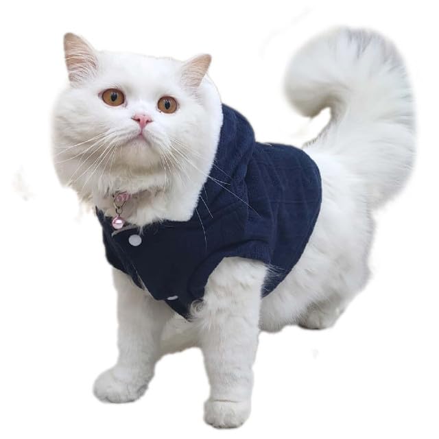 Hoodie Sweater Coat For Small Dogs Cats (Dark Blue)