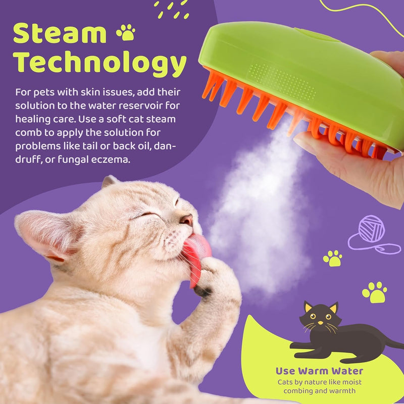 Rechargeable Pet Steam Brush - Shedding & Grooming Tool