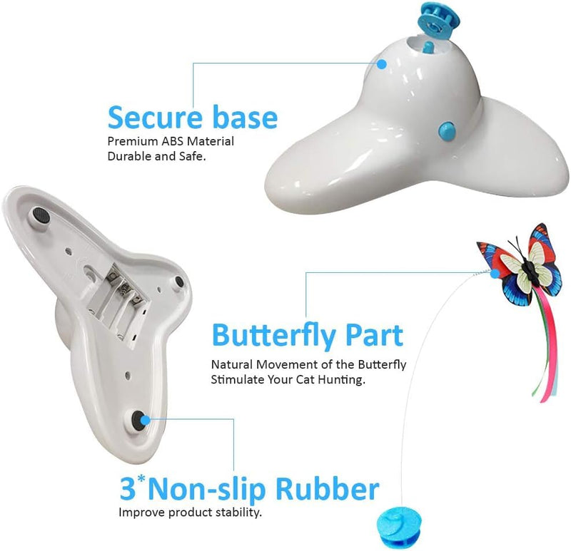 Automatic Rotating Teaser Toy with Fluorescent Butterfly For Cats & Kittens