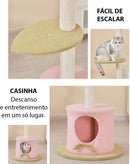 Multi-Level Cat Tree Scratcher with Soft Plush Pads for Small to Medium Cats (Pink & Green)