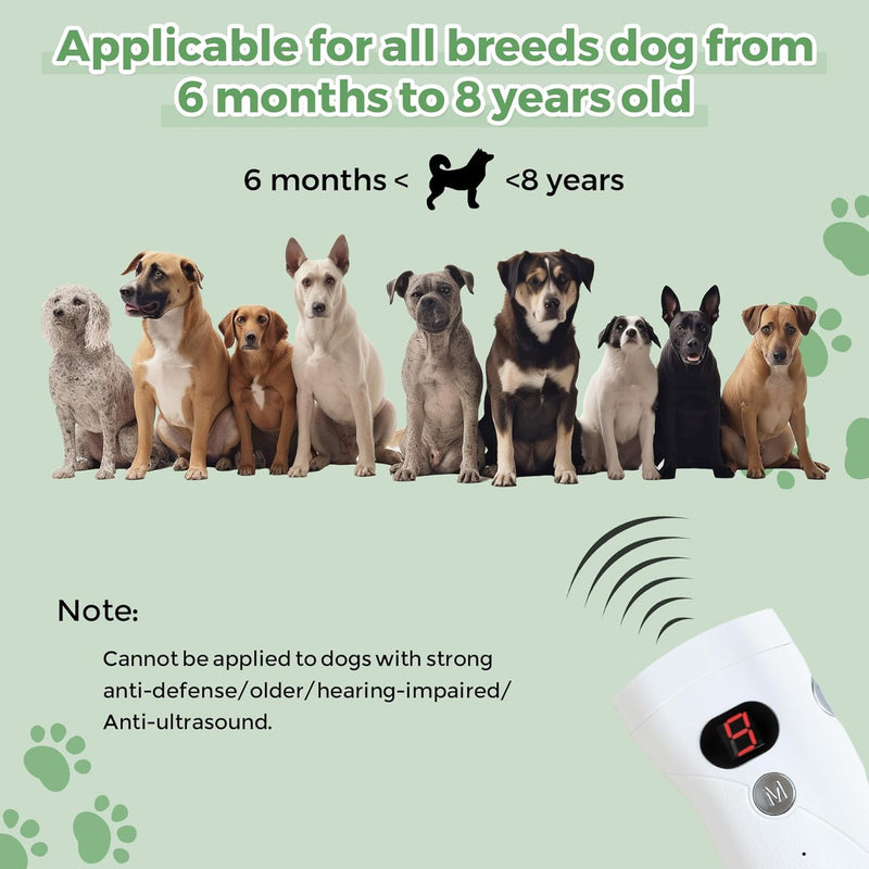 Ultrasonic Dog Barking Control & Training Device for All Dog Breeds & Sizes (White)