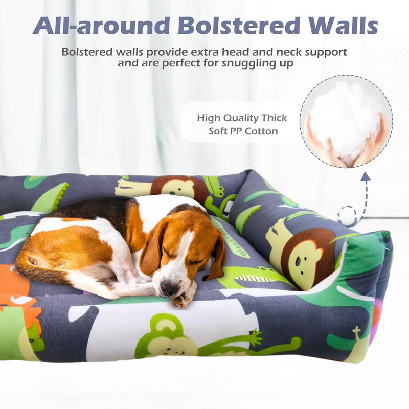 Colorful Cartoon Animal Print Bed for Dogs & Cats (XS)