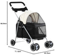 4-Wheel Stroller for Small Medium Dogs & Cats (Black-White)
