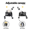 4-Wheel Stroller for Small Medium Dogs & Cats (Black-White)