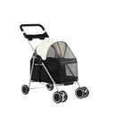 4-Wheel Stroller for Small Medium Dogs & Cats (Black-White)